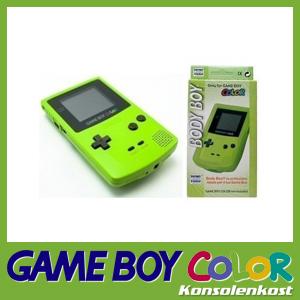 GameBoy-Color-Konsole-Neongruen-passender-Body-Boy-Schutzhuelle-gebraucht