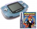 GameBoy Advance - Konsole #transparent Clear Blue Glacier + Mario Kart (gebraucht) 