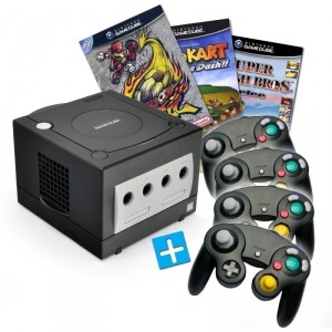GameCube - Mega Bundle: Mario Kart + Smash Football + Super Smash Bros (inkl. Konsole Black/Schwarz, 4 Controller & 