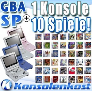 GameBoy Advance - Konsole GBA SP inkl. Netzteil + 10 Spiele (gebraucht)