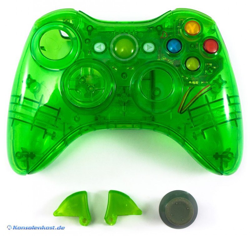 Xbox 360 Controller Shell / Case mit LED Mod grüntransp. (gebraucht