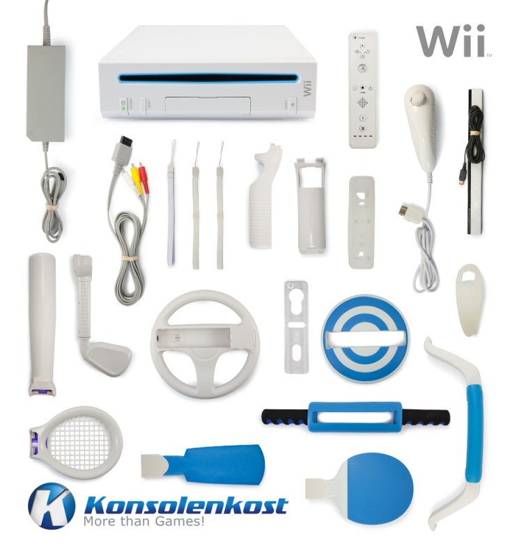 Original Nintendo Wii Konsole + Gratis Spiel + viele Extras + Remote + Nunchuk